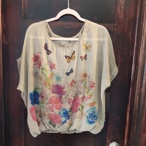 Floral Print Sheer Women's Top